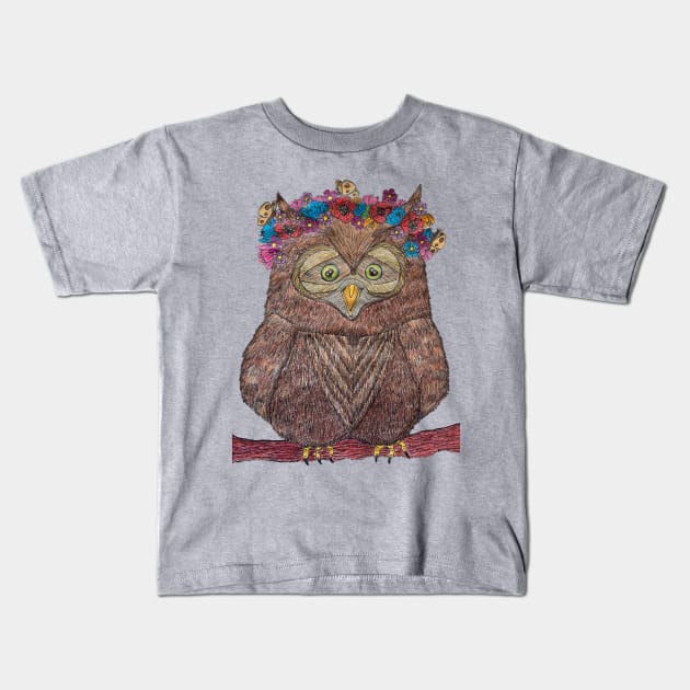 Woodland Owl Kids T-Shirt by LuvbuzzArt